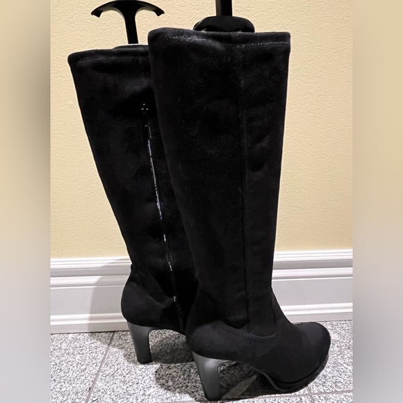 Browns Faux Suede Platform Knee High Solid Black Boots Size8 - Picture 2 of 11